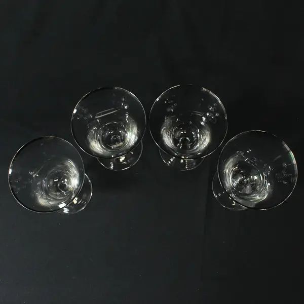 Set of 4 Crystal Platinum Rim Wine Glasses 5.25"