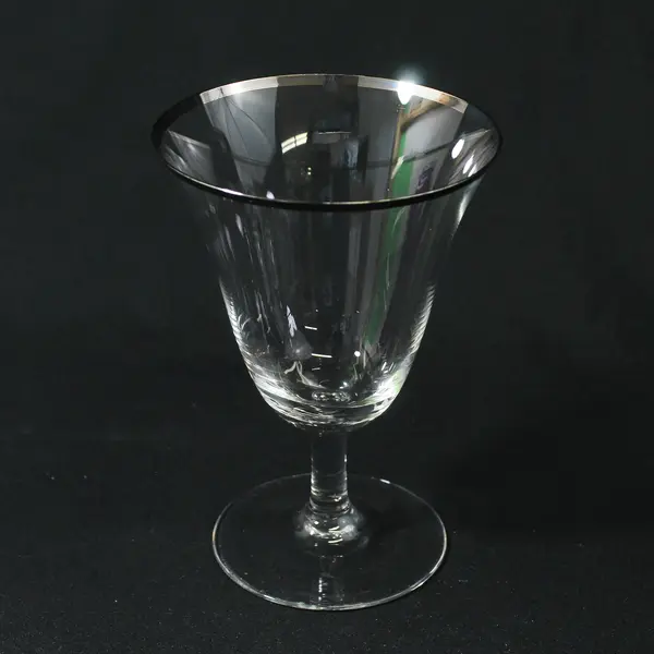 Set of 4 Crystal Platinum Rim Wine Glasses 5.25"