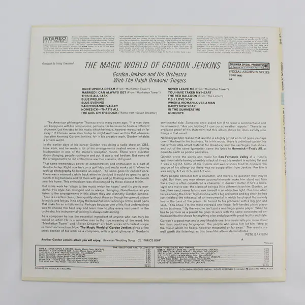 "The Magic World of Gordon Jenkins" 12" Vinyl Record
