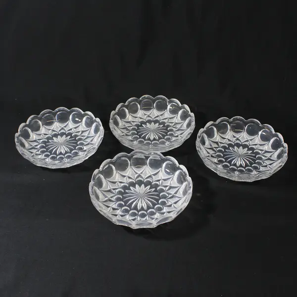 Set of 4 Nachtmann Anglia 6in Clear Glass Shallow Bowls/Dishes