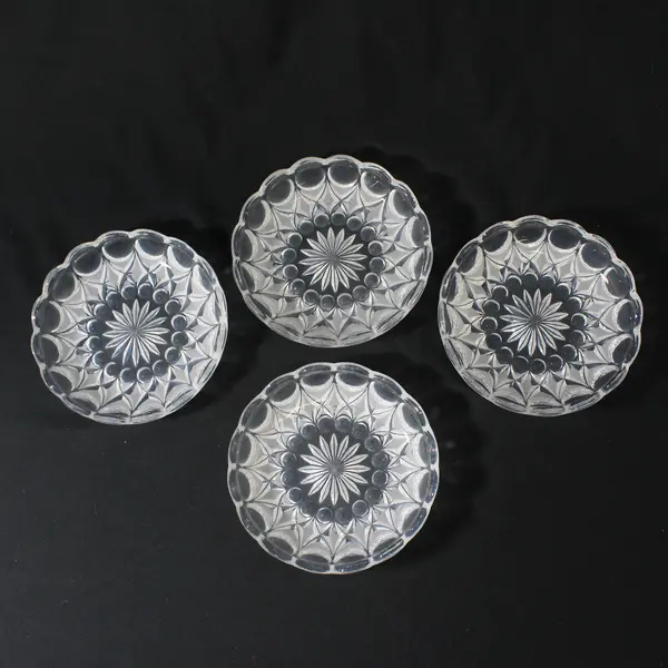 Set of 4 Nachtmann Anglia 6in Clear Glass Shallow Bowls/Dishes