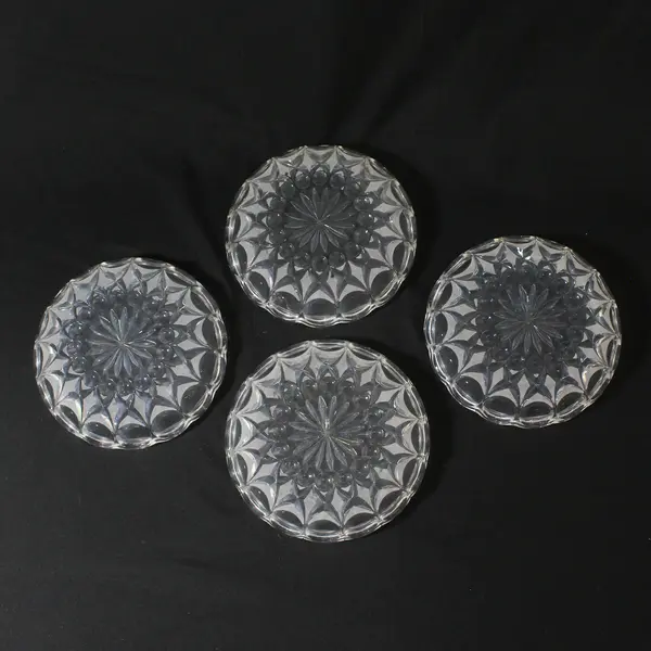 Set of 4 Nachtmann Anglia 6in Clear Glass Shallow Bowls/Dishes