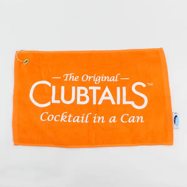 Clubtails The Original Cocktail in a Can Orange Cotton Golf Towel w/ Hook