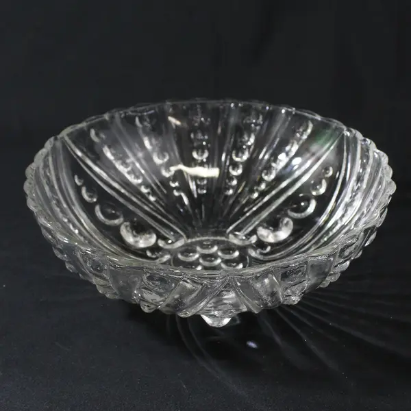 Vtg Anchor Hocking Burple Inspiration  3-Toe Footed Clear Glass Salad Bowl 8.5"