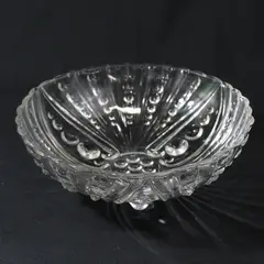 Vtg Anchor Hocking Burple Inspiration  3-Toe Footed Clear Glass Salad Bowl 8.5"