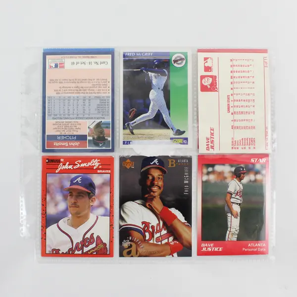 Lot of 6 Mixed Baseball Trading Cards Braves Padres Smoltz McGriff Justice