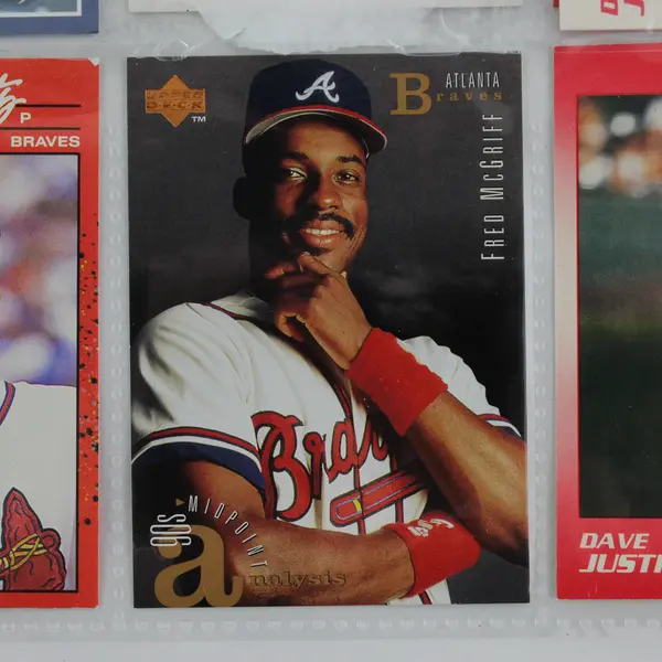 Lot of 6 Mixed Baseball Trading Cards Braves Padres Smoltz McGriff Justice