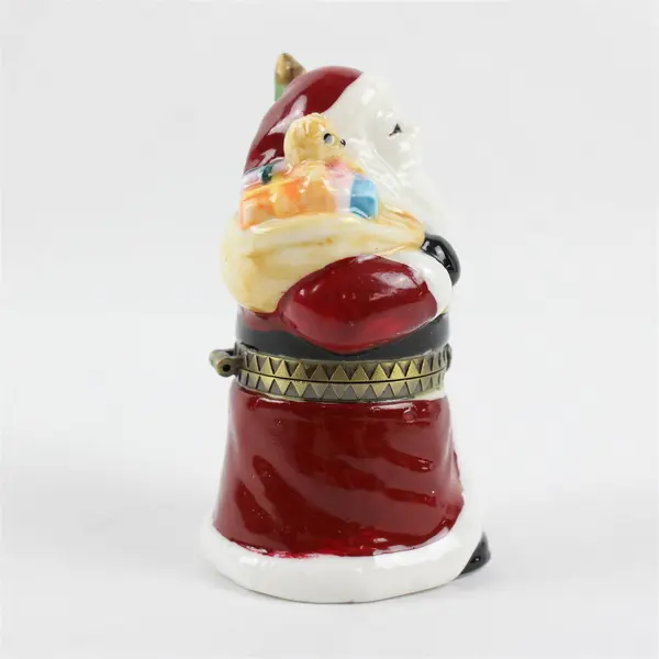 Genmore Corp Santa Claus Hinged Porcelain Trinket Box Christmas