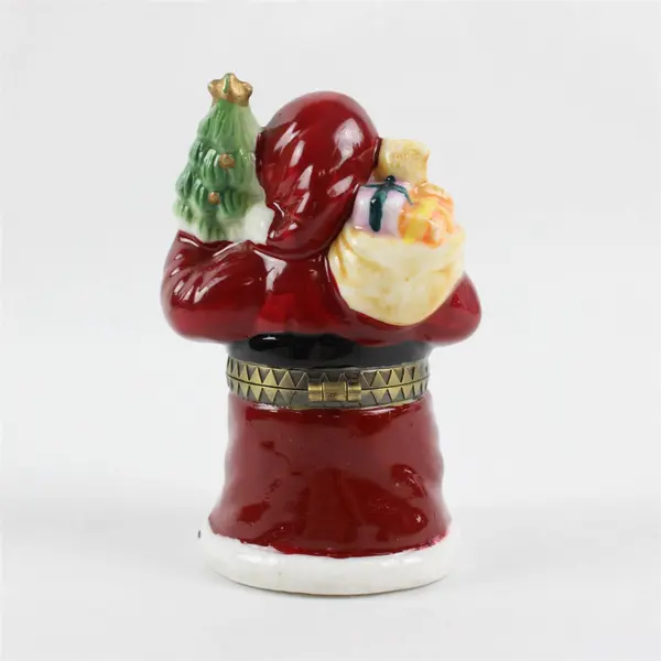 Genmore Corp Santa Claus Hinged Porcelain Trinket Box Christmas