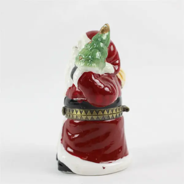 Genmore Corp Santa Claus Hinged Porcelain Trinket Box Christmas