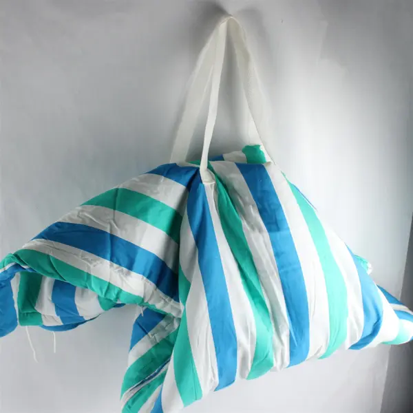 Vintage Coleman Green Blue and White Striped Convertible Beach Bag Blanket