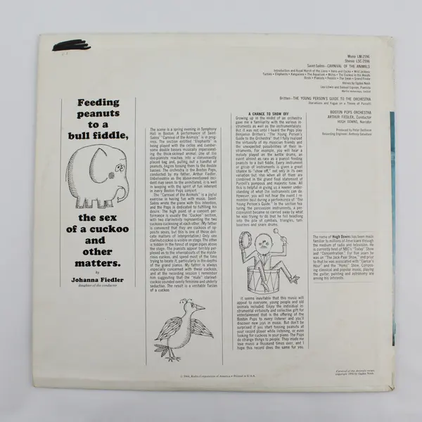 Boston Pops Arthur Fiedler Carnival Of The Animals Young Person's Guide LP