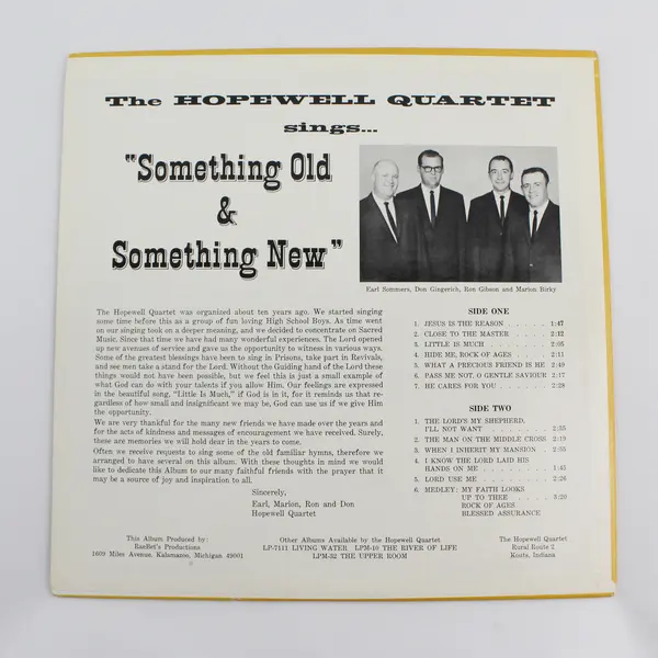 The Hopewell Quartet Sings Something Old & Something New - 12" Vinyl Record
