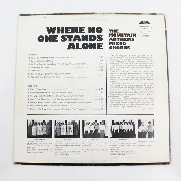 Mountain Anthems Mixed Chorus Where No One Stands Alone 12" Vinyl Record
