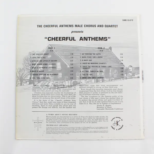 The Cheerful Anthems Male Chorus And Quartet "Cheerful Anthems" 12" Vinyl Record