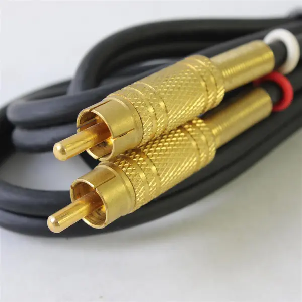 Black RCA Stereo Audio Cable Gold-Plated Connectors 3Ft Used Untested