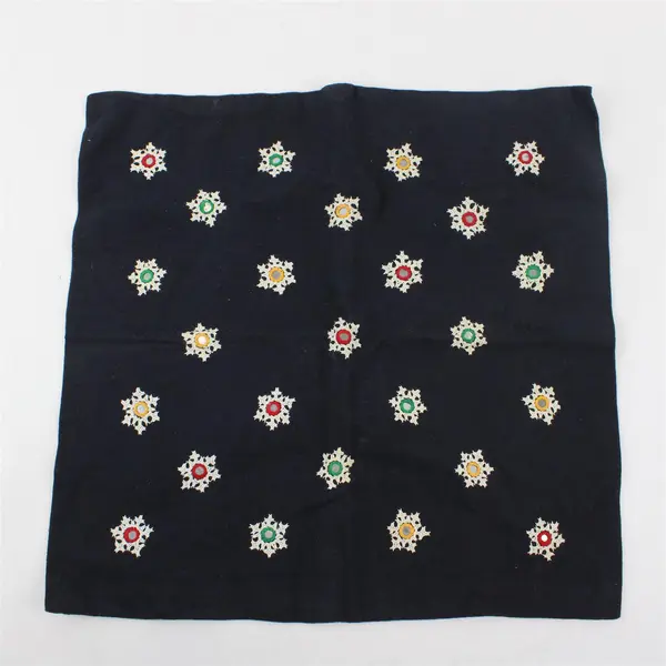 Vintage Hand Embroidered Black Boho Pillow Cover 17x17 New Delhi