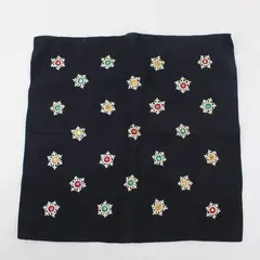 Vintage Hand Embroidered Black Boho Pillow Cover 17x17 New Delhi