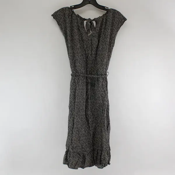 Lauren Conrad Black & White Floral Pattern Knee-Length A-Line Dress Women's Med