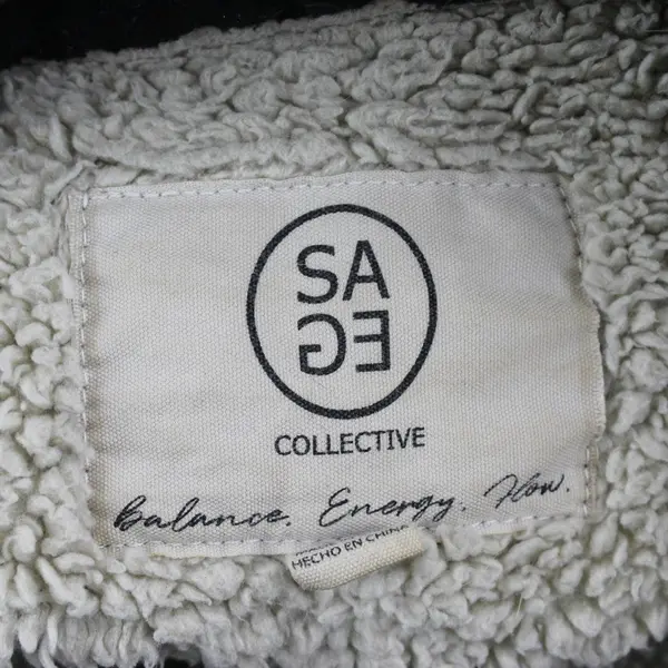 Sage Collective Women's Medium Black White Plaid Sherpa Lined Jacket