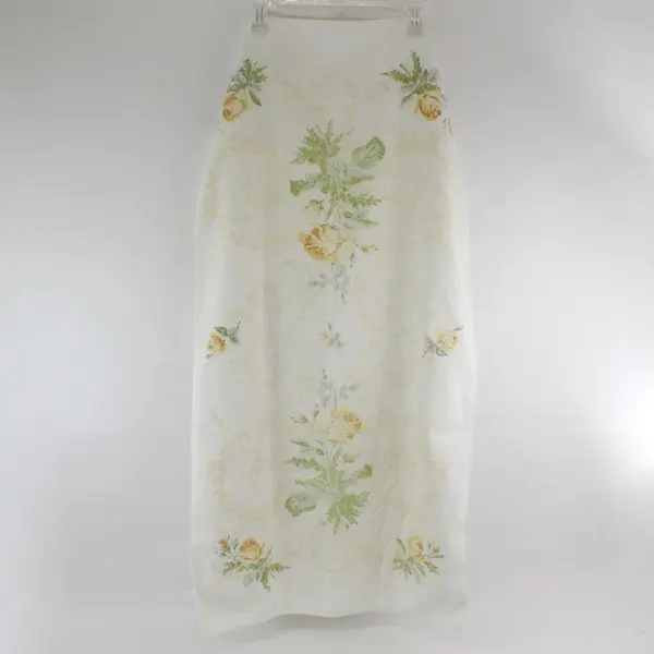Vintage Martex Terri-Down Yellow Rose Print White Cotton Bath Towel FLAWED
