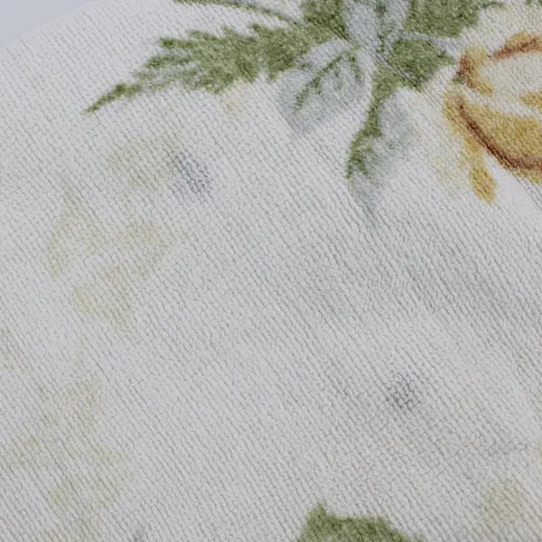 Vintage Martex Terri-Down Yellow Rose Print White Cotton Bath Towel FLAWED