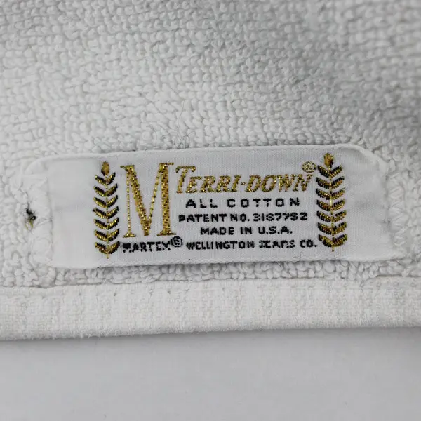 Vintage Martex Terri-Down Yellow Rose Print White Cotton Bath Towel FLAWED