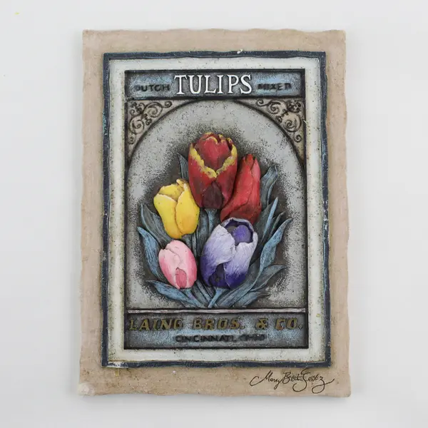 Mary Beth Zeitz Tulip Seed Packet Resin Wall Tile 6"