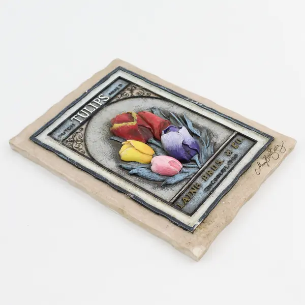 Mary Beth Zeitz Tulip Seed Packet Resin Wall Tile 6"