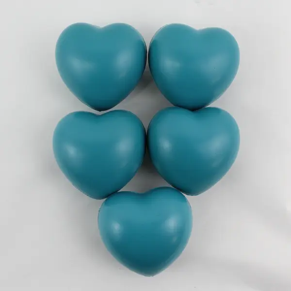 Traditions Health Lot of 5 Rubber Heart-Shaped Stress Balls Aqua