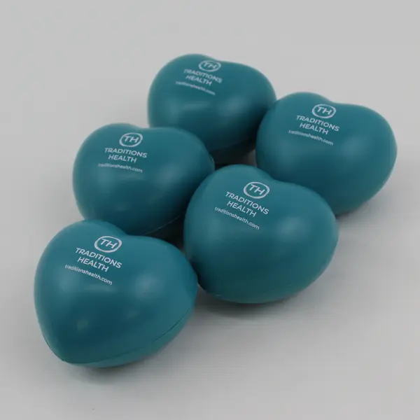 Traditions Health Lot of 5 Rubber Heart-Shaped Stress Balls Aqua