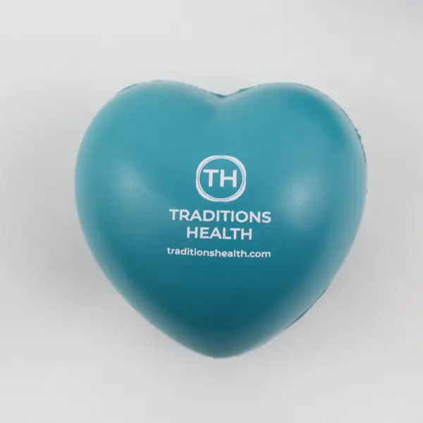 Traditions Health Lot of 5 Rubber Heart-Shaped Stress Balls Aqua