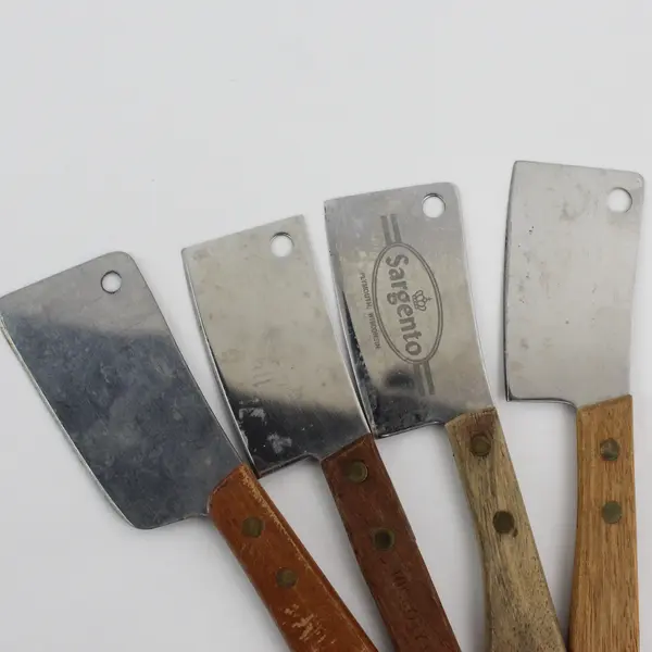 Lot of 4 Mini 6in Cleaver Style Cheese Knives Slicers Wood Handle
