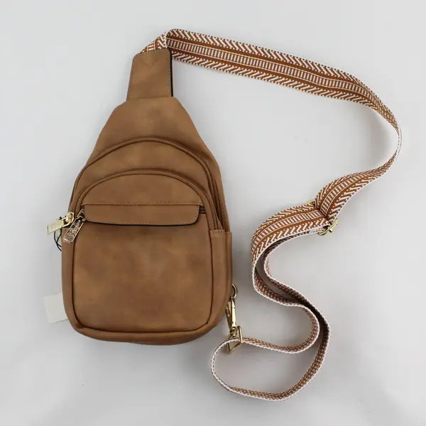 BOSTANTEN Tan Faux Leather Sling Backpack Crossbody Bag NWT BEOF-048