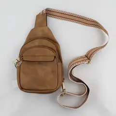 BOSTANTEN Tan Faux Leather Sling Backpack Crossbody Bag NWT BEOF-048