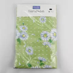 Holiday Home Vinyl Floral Tablecloth, Green Pastel 60" Round New 