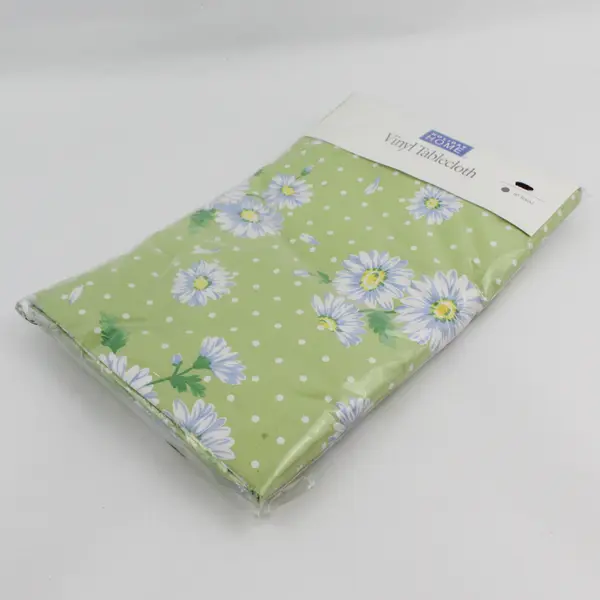 Holiday Home Vinyl Floral Tablecloth, Green Pastel 60" Round New 