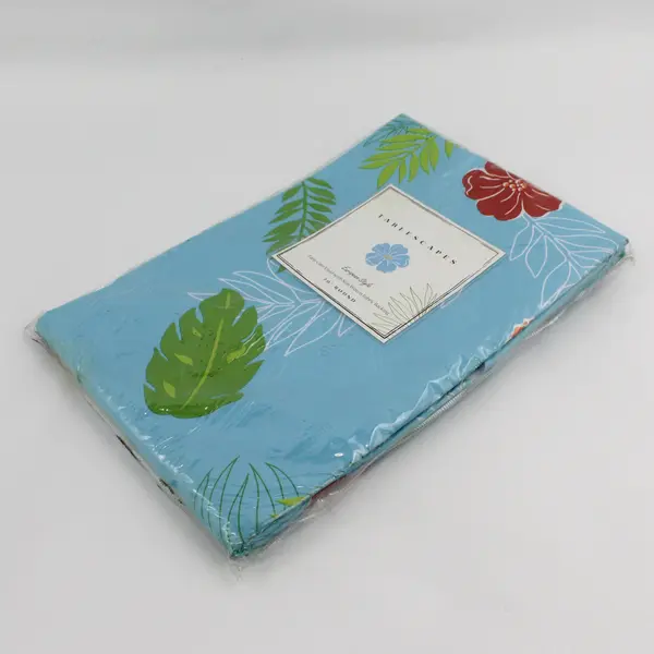 Tablescapes Hawaiian Tropical Flora Vinyl Tablecloth 70" Round, New