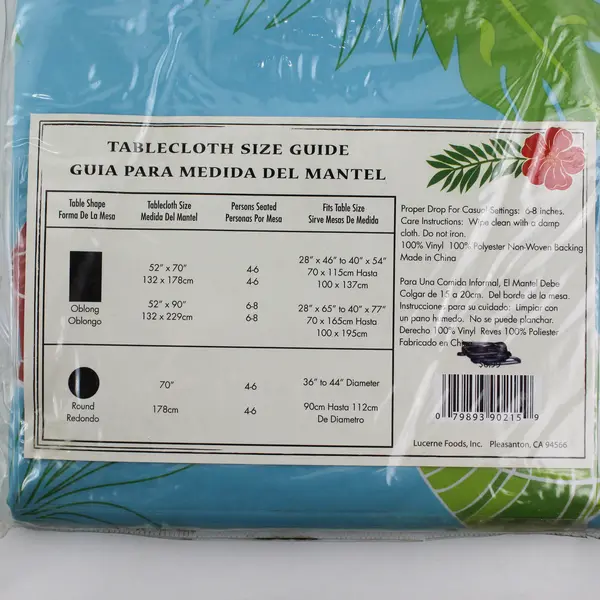 Tablescapes Hawaiian Tropical Flora Vinyl Tablecloth 70" Round, New