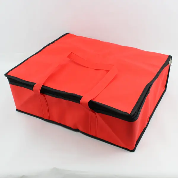 Large Red Insulated Food Delivery Thermal Carrier Bag Zip Closure