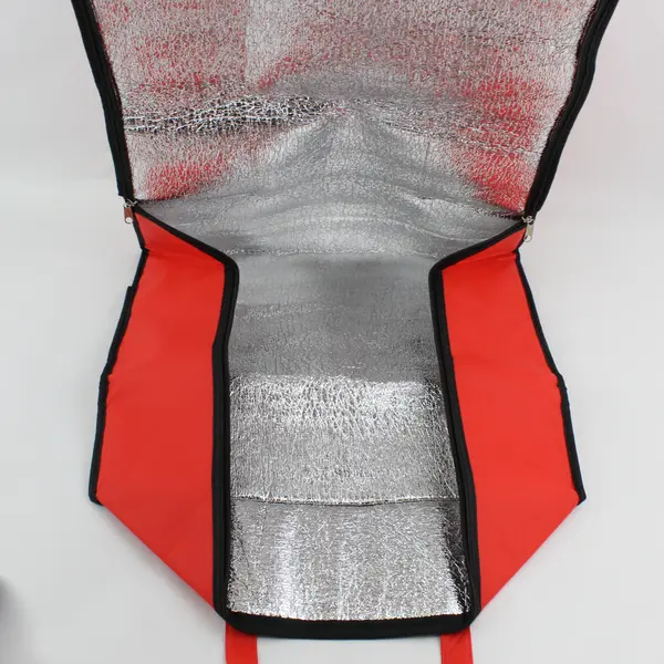 Large Red Insulated Food Delivery Thermal Carrier Bag Zip Closure
