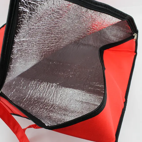 Large Red Insulated Food Delivery Thermal Carrier Bag Zip Closure