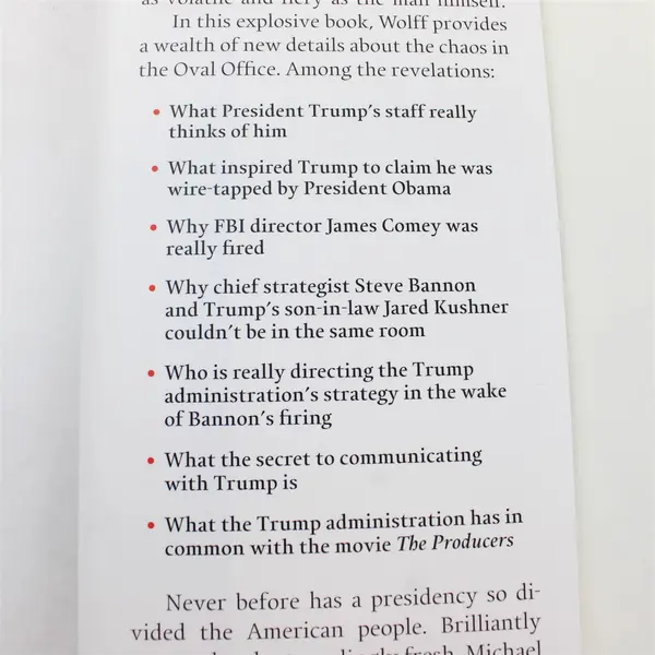 2018 Fire and Fury Inside Trump White House Michael Wolff Hardcover DJ