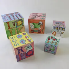 Set of 5 Cardboard Nesting Boxes with Letters Numbers Decorative Collectible