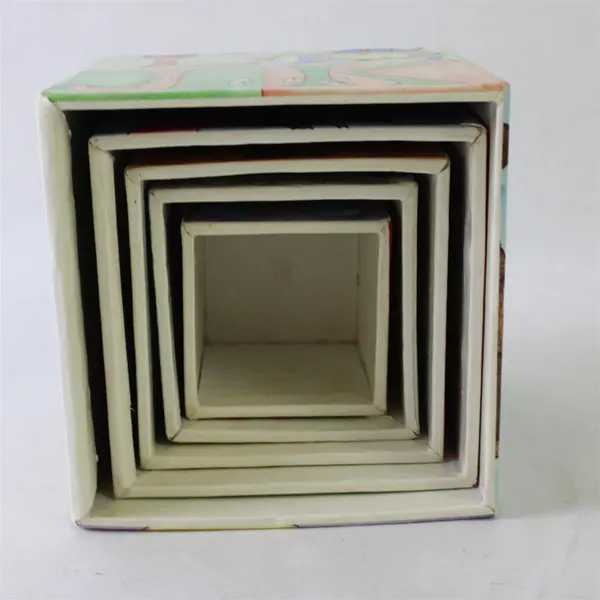 Set of 5 Cardboard Nesting Boxes with Letters Numbers Decorative Collectible