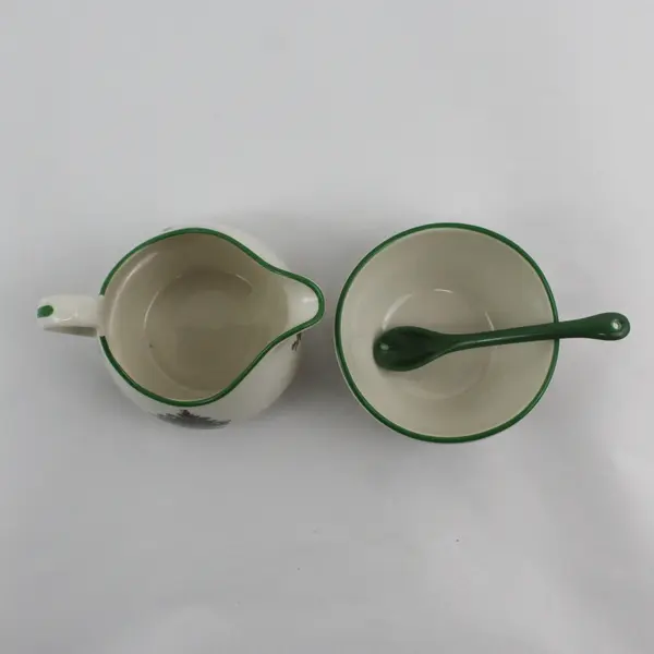Spode Christmas Tree Creamer and Sugar Bowl Set With Spoon