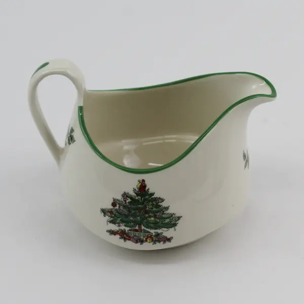 Spode Christmas Tree Creamer and Sugar Bowl Set With Spoon