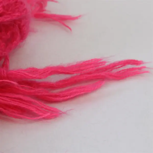 Hot Pink Crocheted Openwork Fringed Scarf Shawl 88"