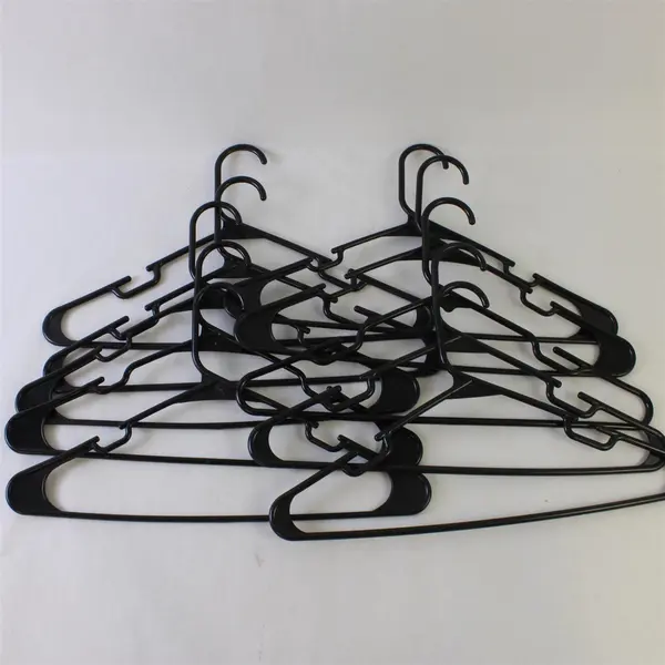 Lot of 10 Black Plastic Clothes Hangers Shirts & Pants Closet Organization