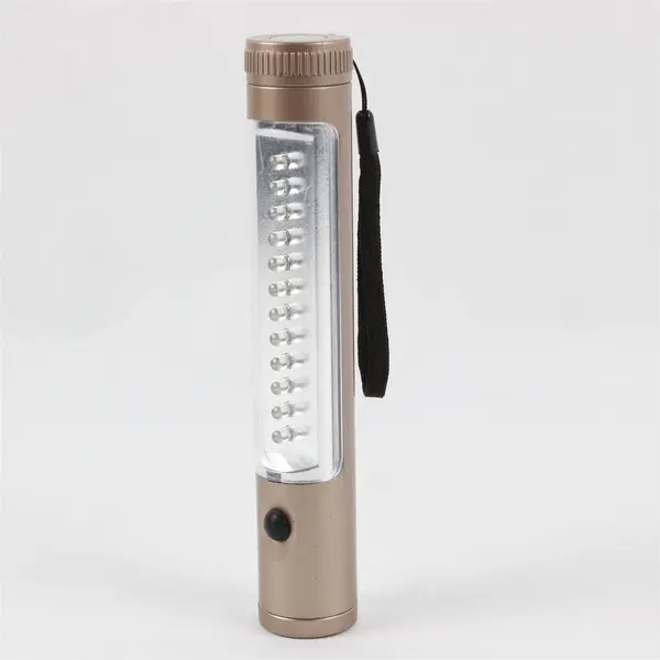 Light Brown Battery Powered Flashlight with Side Lights Magnet 4 AAA Camping